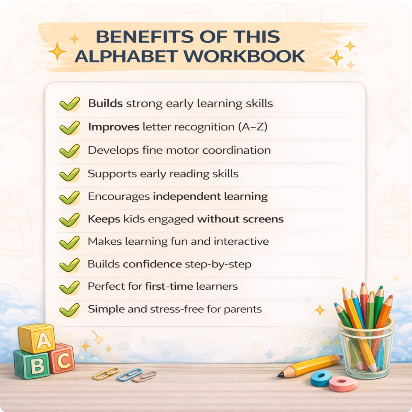 My First Alphabet Workbook for Kids (Ages 3–6) – 50+ Fun Learning Activities & Printable Worksheets