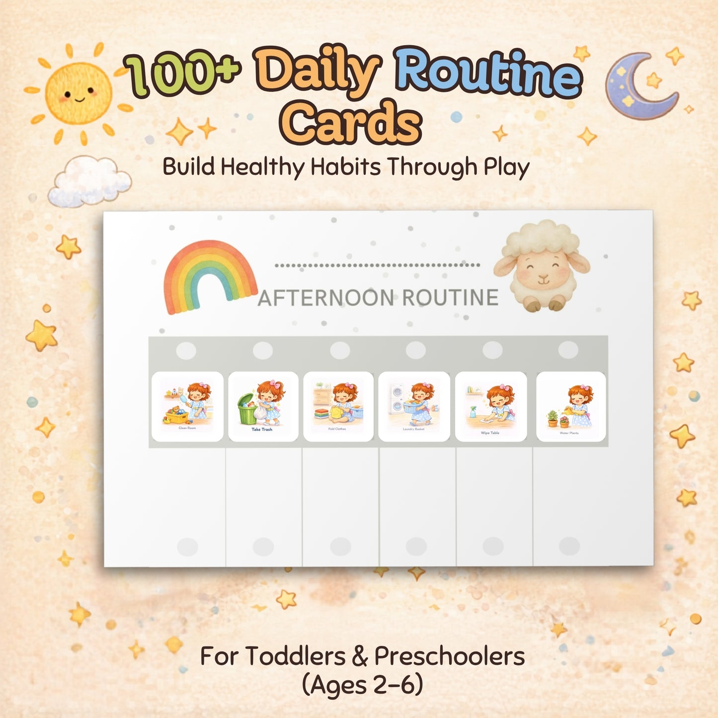 Kids Daily Routine Cards (100+ Printable) – Montessori Visual Schedule for Toddlers & Preschoolers (Ages 2-6)