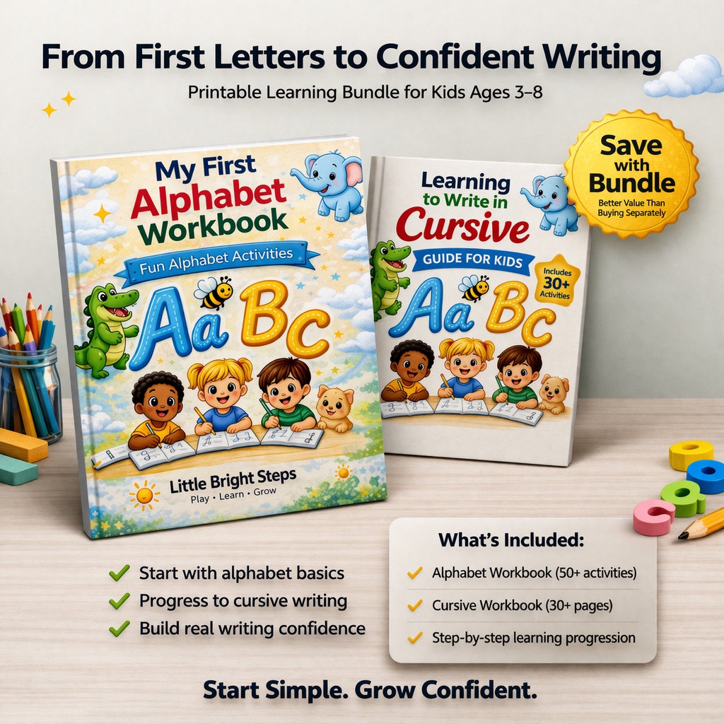 Complete Writing Workbook Bundle for Kids (Ages 3–8) – Alphabet + Cursive Learning Pack
