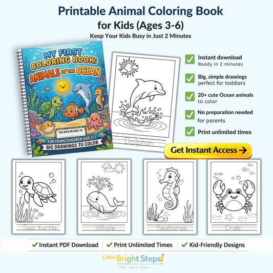 My First Ocean Animals Coloring Book for Kids (Ages 2-5) – Fun & Easy Sea Creatures + Early Writing Practice