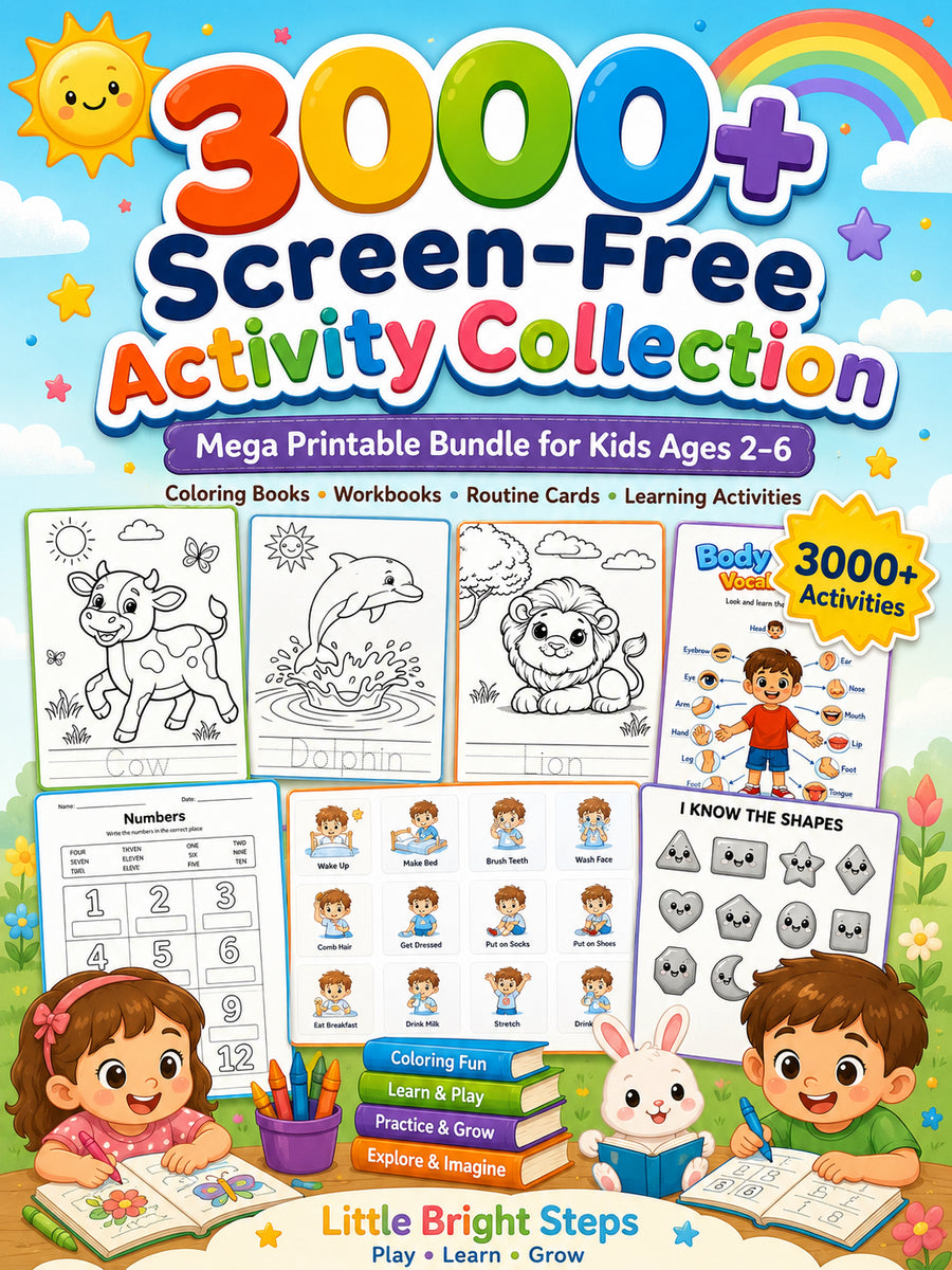 My Body and Five Senses printable English activities for kids ages three to six